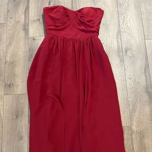 Social bridesmaid red-burgundy strapless A line dress from Nordstrom